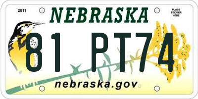 NE license plate 81PT74