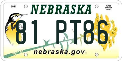 NE license plate 81PT86