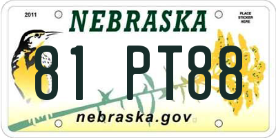 NE license plate 81PT88