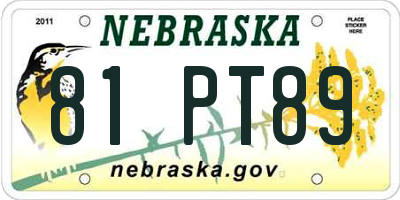 NE license plate 81PT89