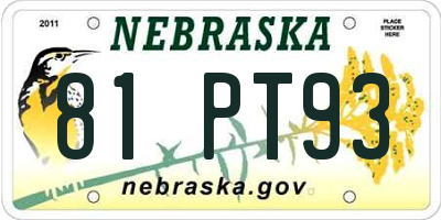 NE license plate 81PT93