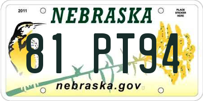 NE license plate 81PT94