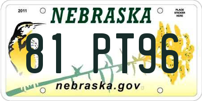 NE license plate 81PT96