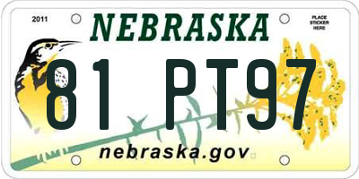 NE license plate 81PT97