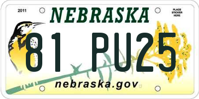 NE license plate 81PU25