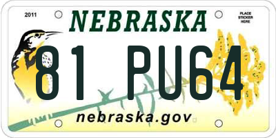 NE license plate 81PU64