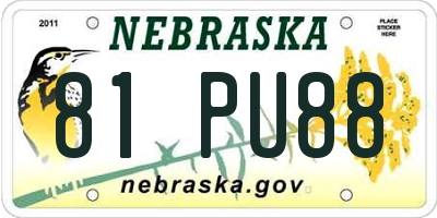 NE license plate 81PU88