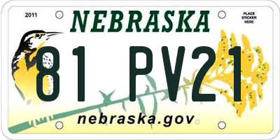 NE license plate 81PV21
