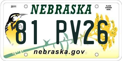 NE license plate 81PV26