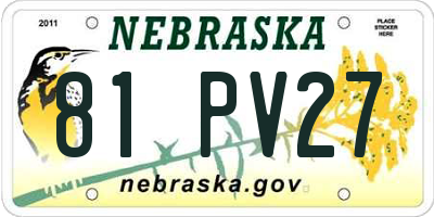 NE license plate 81PV27