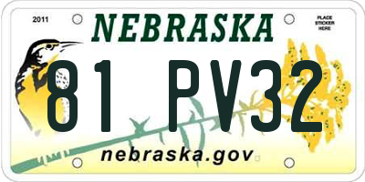 NE license plate 81PV32
