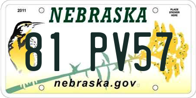 NE license plate 81PV57