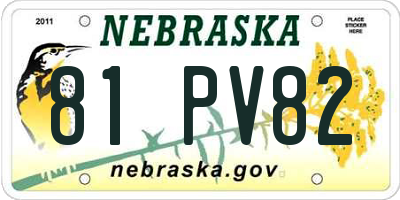 NE license plate 81PV82