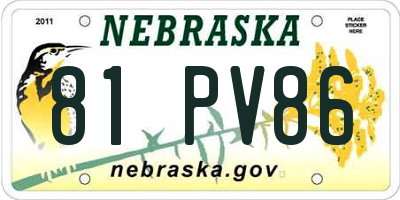 NE license plate 81PV86