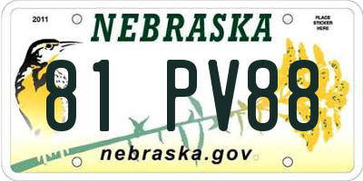 NE license plate 81PV88