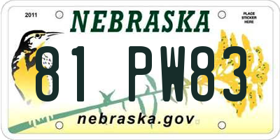 NE license plate 81PW83
