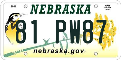 NE license plate 81PW87