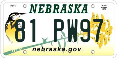 NE license plate 81PW97