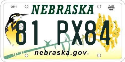 NE license plate 81PX84