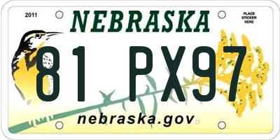 NE license plate 81PX97