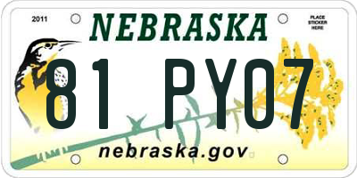 NE license plate 81PY07