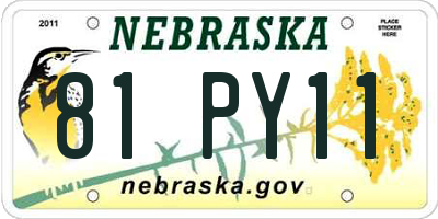 NE license plate 81PY11