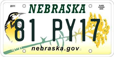 NE license plate 81PY17