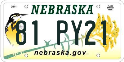 NE license plate 81PY21