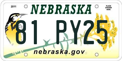 NE license plate 81PY25