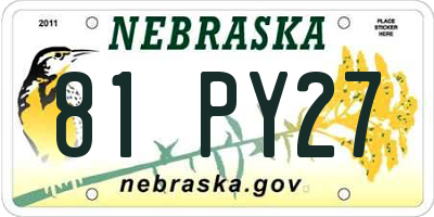 NE license plate 81PY27