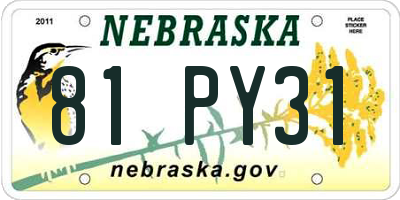 NE license plate 81PY31