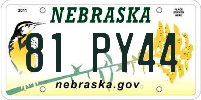 NE license plate 81PY44
