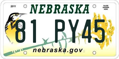 NE license plate 81PY45
