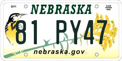 NE license plate 81PY47