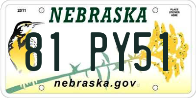 NE license plate 81PY51
