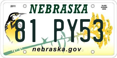 NE license plate 81PY53