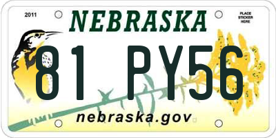 NE license plate 81PY56