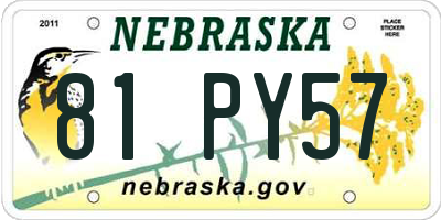 NE license plate 81PY57