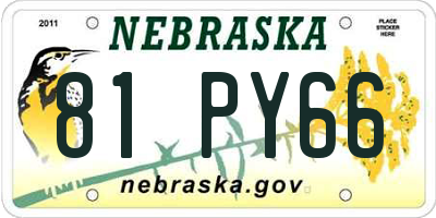 NE license plate 81PY66