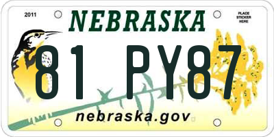 NE license plate 81PY87
