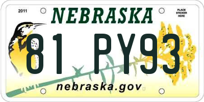 NE license plate 81PY93