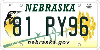 NE license plate 81PY96