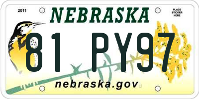 NE license plate 81PY97