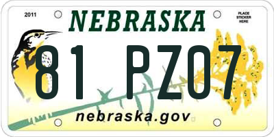 NE license plate 81PZ07