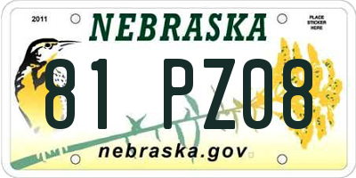 NE license plate 81PZ08
