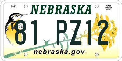 NE license plate 81PZ12