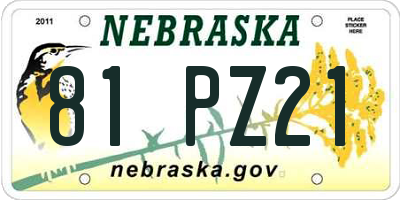 NE license plate 81PZ21