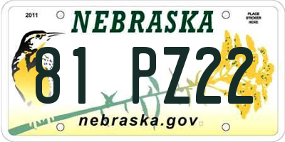 NE license plate 81PZ22