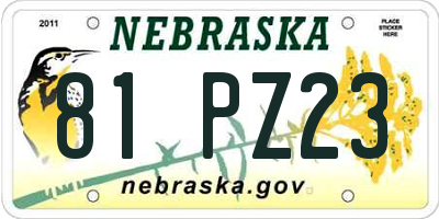 NE license plate 81PZ23