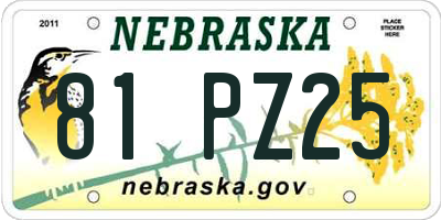 NE license plate 81PZ25